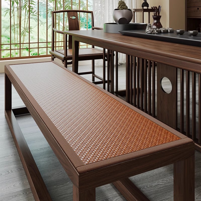Cojín de banco de madera maciza fresca de verano Cojín de banco largo de verano Taburete para cambiar zapatos Cojín de asiento de silla de sofá