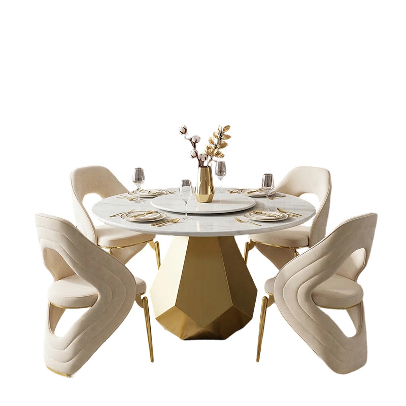 Mesa de Comedor Redonda Comercial de Acero Inoxidable y Mármol, Desmontable, para Locales Comerciales image 6