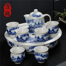 隔热双层杯功夫茶具套装陶瓷青花大号家用防不烫手特价整套