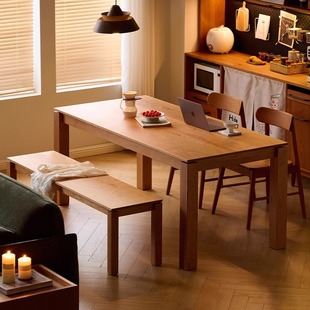 Nordic full solid wood dining table and chair combination household dining table Japanese-style large table cherry wood desk workbench
