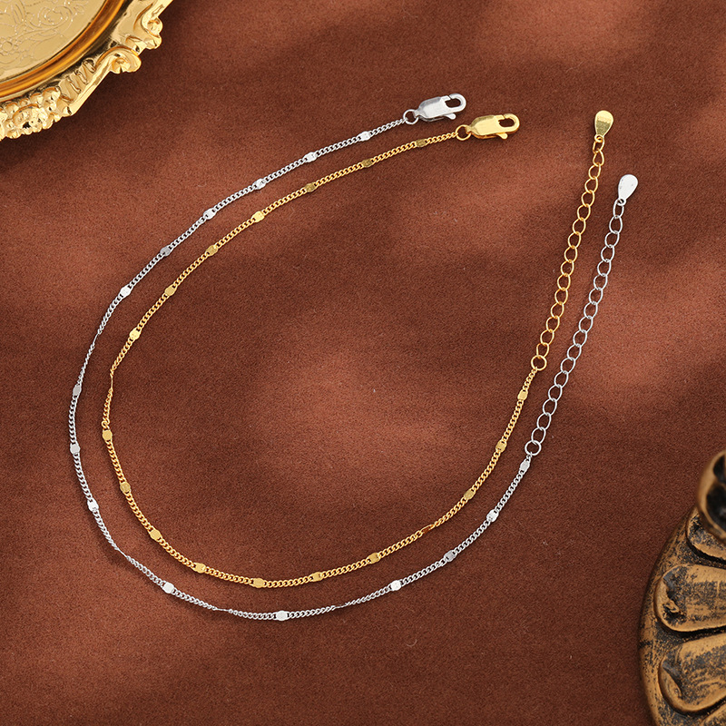 Cadena de pie de playa de plata esterlina para mujer S925, cadena de pie de playa de verano para estudiantes japoneses y coreanos, accesorios de pie simples y de moda de todo fósforo