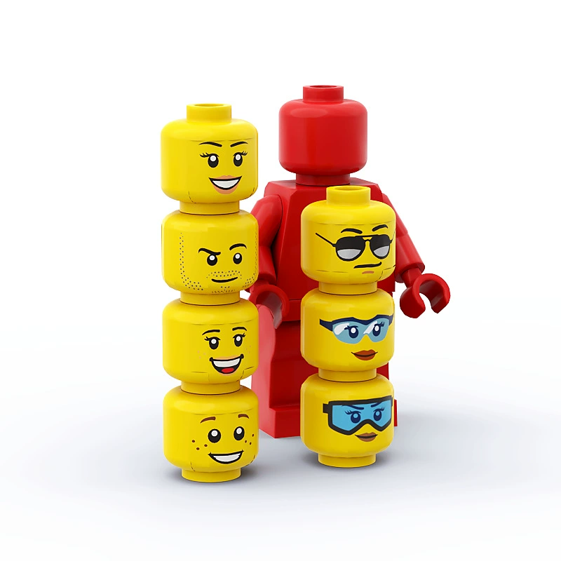 Головки фигурок с улыбкой жёлтого и телесного цвета совместимые с LEGO