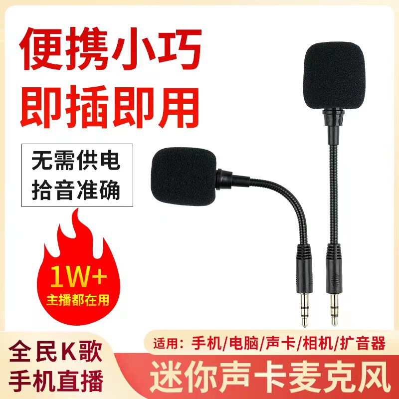 Factory Direct Supply Hose Mini Microphone Small Microphone Recording Laptop Noise Reduction Sound Card Condenser Microphone