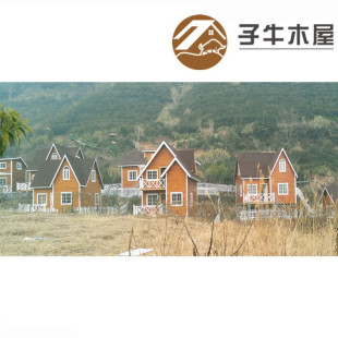 Zhejiang wooden house manufacturer direct sales solid wood villa Pinus sylvestris antiseptic ecological wood farmhouse manor prefabricated house