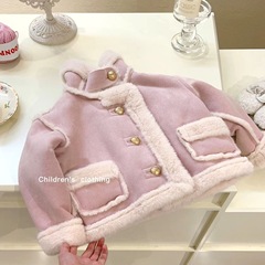 女の子コート秋と冬 2025 新しいベルベット肥厚子供プリンセストップス西洋スタイルベビー冬子供服
