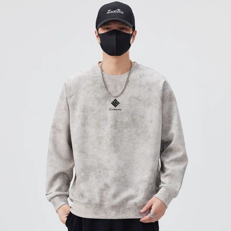 Autumn New Tie-Dye Fashion Pullover Sweatshirt Men's Casual Round Neck Long-Sleeved Versatile Trendy Loose Handsome Top