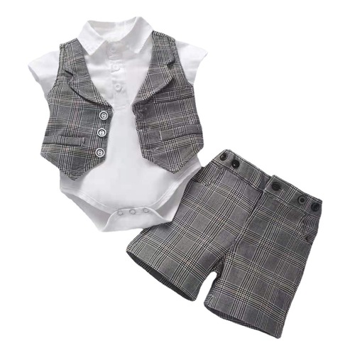 Cross-border summer new style boy and baby gentleman suit, year-old dress, climbing suit, vest, shorts, bow tie, multi-piece set wholesale