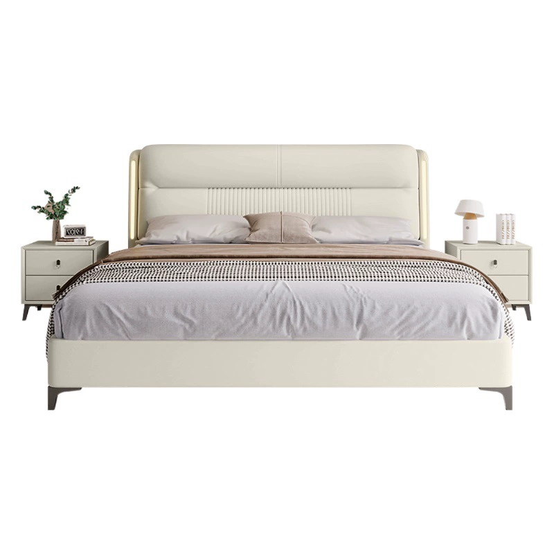 Мягкая кровать мода новый стиль тихий ветер умная кожаная кровать 1.8m татами для домашнего хранения спальни двуспальная кровать