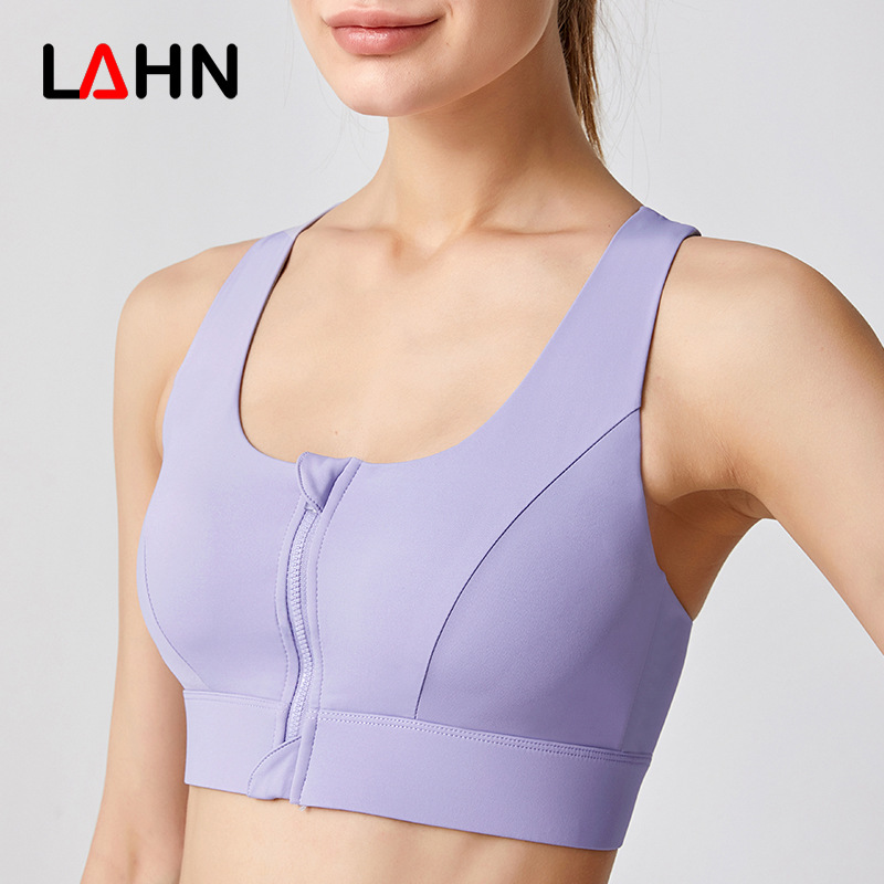 LAHN ropa interior deportiva de pecho grande mujer se reúne a prueba de choque de alta resistencia anti-caída de 200 kg tipo cremallera ropa interior de yoga