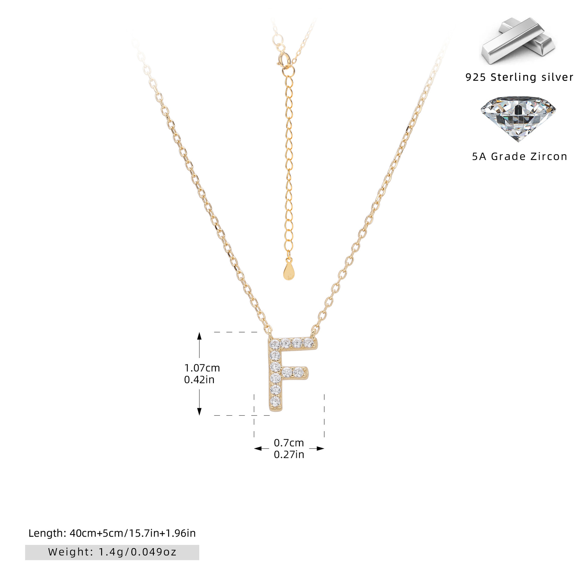 925 Silver Gold Plated-F