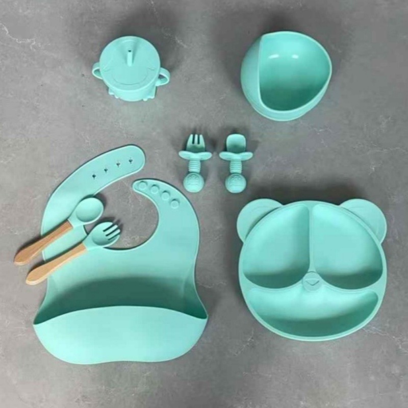 ベビー用品 シリコン製食器 ベビー用補助食器 子供用食器 ベビー食器セット 子供用品 8点セット|undefined