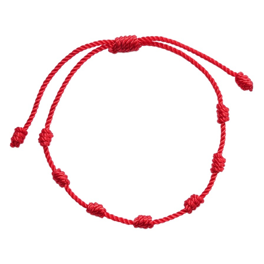 This year's best selling red rope seven knot lucky bracelet simple personality hand woven adjustable couple hand rope wholesale