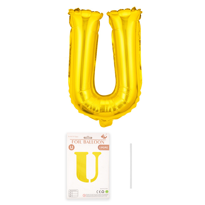 16 pulgadas alfabeto inglés tarjeta de papel independiente embalaje película de aluminio globo decoración de fiesta de cumpleaños diseño papel de aluminio globo al por mayor