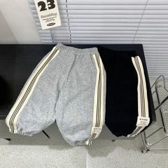 春秋新款儿童裤子女宝宝洋气织带运动束脚卫裤男童韩版宽松休闲裤