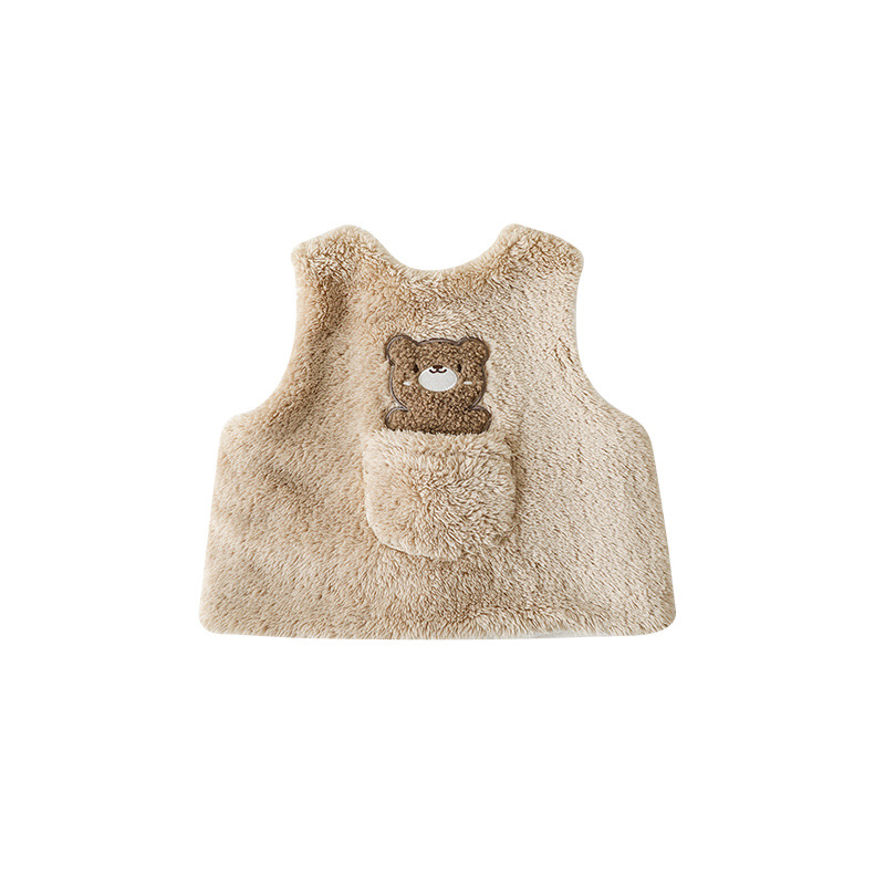 Qiudumeng 2024 invierno nuevo chaleco de felpa de las niñas cálido niños dibujos animados lindo patrón de doble cara chaleco portátil