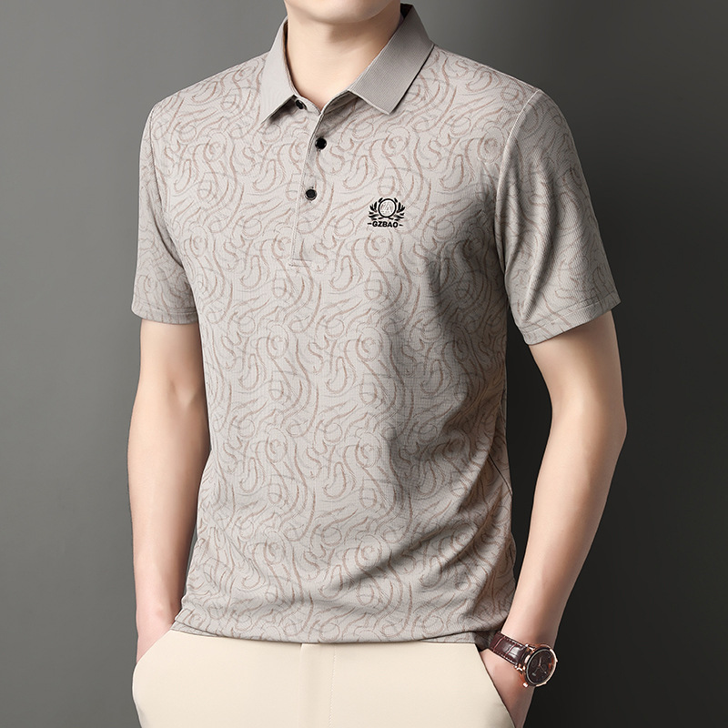 2025 Summer Short-Sleeved Polo Shirt Youth Men's Lapel Printed T-Shirt Fashion Trendy Thin Men's Tops Dropshipping