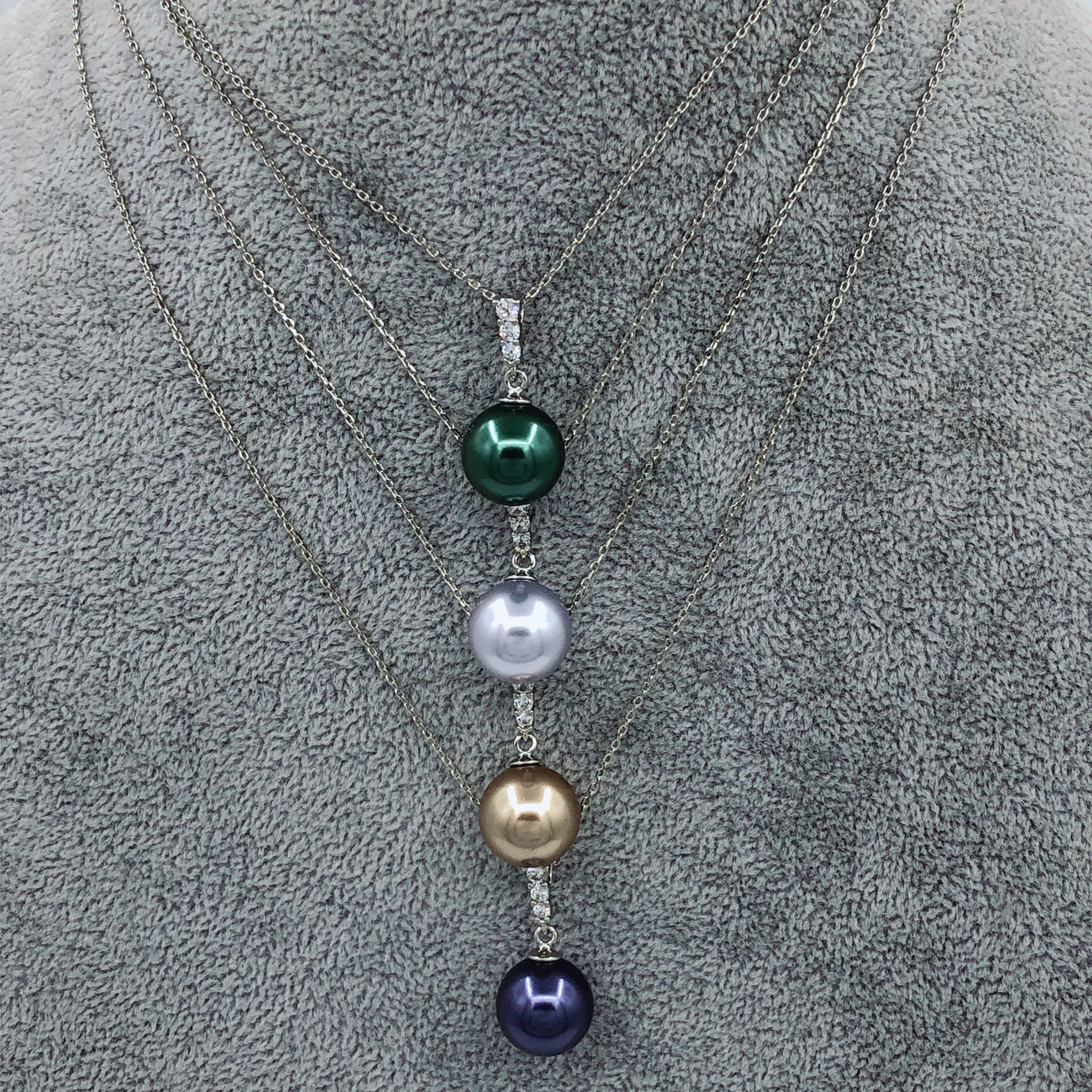 Zirconium from pearl, pendant, necklace, small design sweater, chain for key bag , light luxury style