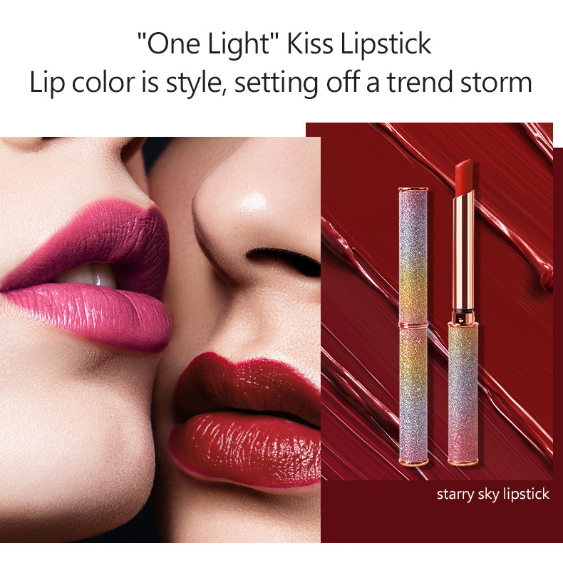 VIBELY Foreign Trade Starry Sky Shining matte Lipstick, non-stick cup, non-fading, small diamond heel Lipstick, cross-border wholesale Item Picture