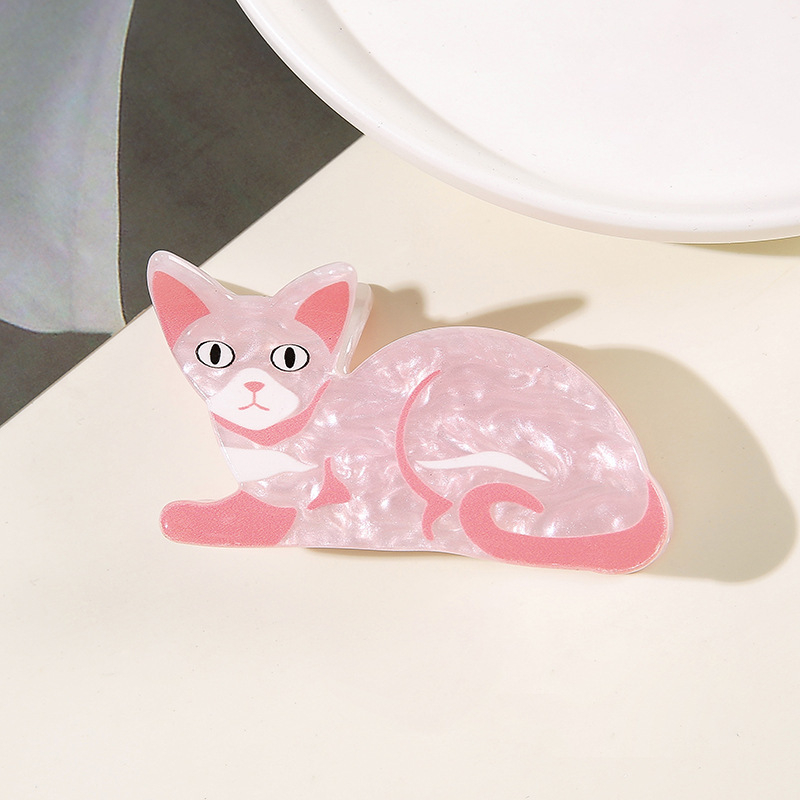 キラキラガールかわいい漫画ペット猫小さなクリップニッチデザイナー子猫後頭部半分ヘアクリップ|undefined