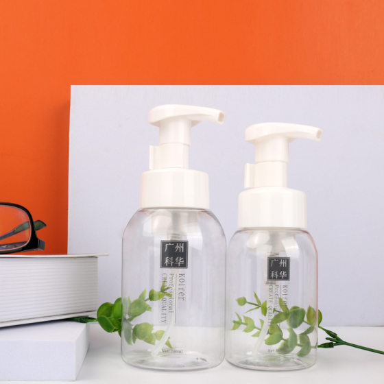 200ml-500ml large capacity push type hand sanitizer bottle PET plastic mousse foaming bottle round facial cleanser bottle