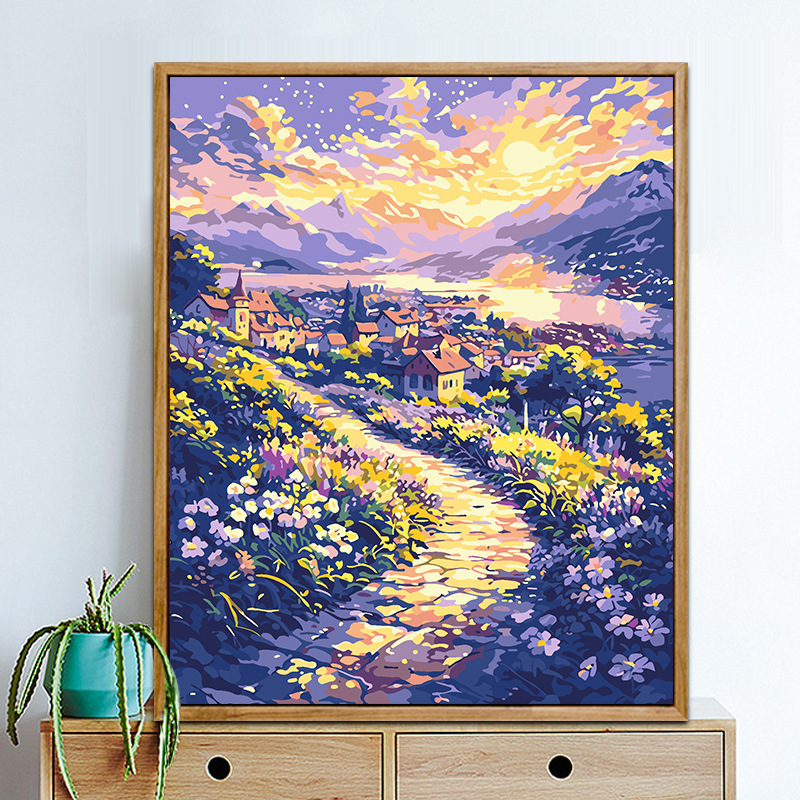 クロスボーダー diy デジタル油絵アマゾン AliExpress 卸売着色風景花絵画リビングルームの装飾絵画|undefined