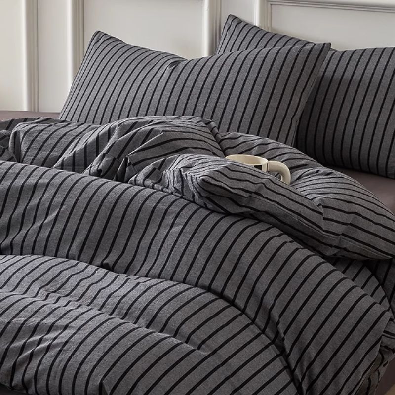 Nuevo estilo nórdico cama de algodón puro traje de cuatro piezas sábanas de algodón lavado de algodón edredón conjunto de dormitorio de tres piezas 2025 nuevo