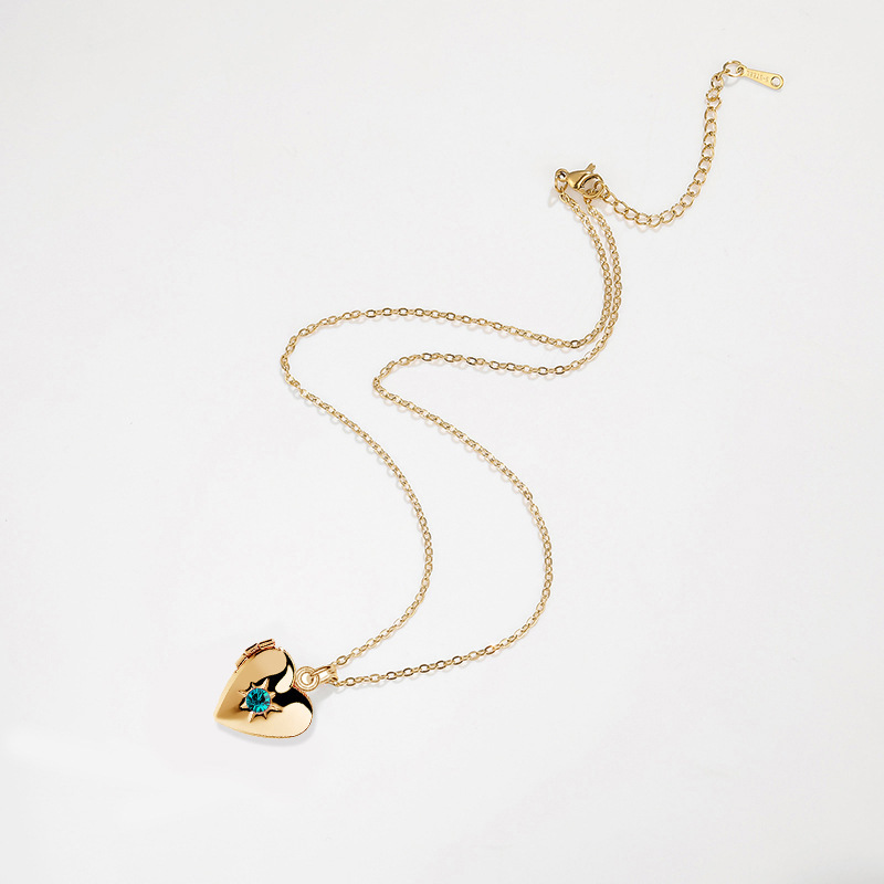Casual, Daily Occasion Titanium Steel Copper 18K Gold Plated Rose Gold Plated White Gold Plated Plating Inlay Heart Shape Rhinestones Locket Necklace