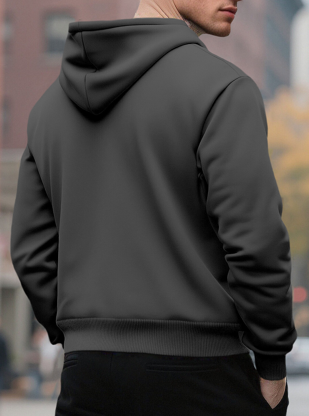 Sweat à capuche homme en coton molletonné avec poche plaquée_voghion.com