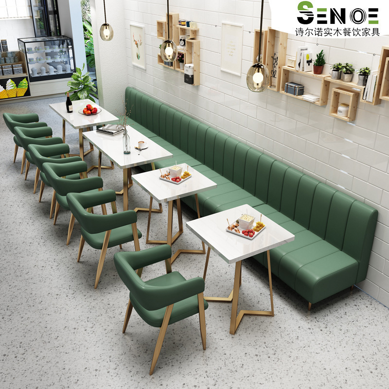 Milk Tea Dessert Shop Burger Western Food Cafe Wall-Mounted Leisure Booth Sofa Table and Chair Combination Modern and Simple