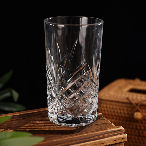玻璃杯条纹酒杯烈酒洋酒杯透明玻璃家用果汁杯水杯茶杯