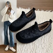 韩版2025新款时尚布鞋棉鞋女冬季孕妇加绒一脚蹬妈妈上班保暖鞋女