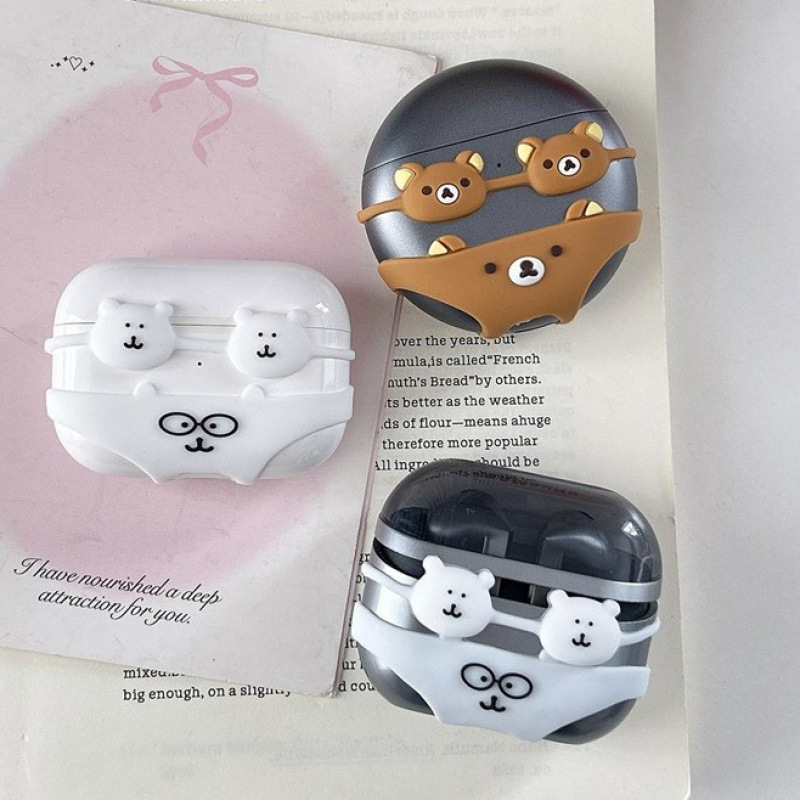 Self-Deprecating Bear Bikini Protective Case for AirPods Pro 3, Cute Earphone Cover for Apple Earphones 3Rd and 2Nd Generation Self-Deprecating Bear Bikini Protective Case for AirPods Pro 3, Cute Earphone Cover for Apple Earphones 3Rd and 2Nd Generation