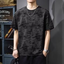 潮牌短袖男士2025夏季新款薄款T恤上衣设计感宽松冰丝五分袖体恤