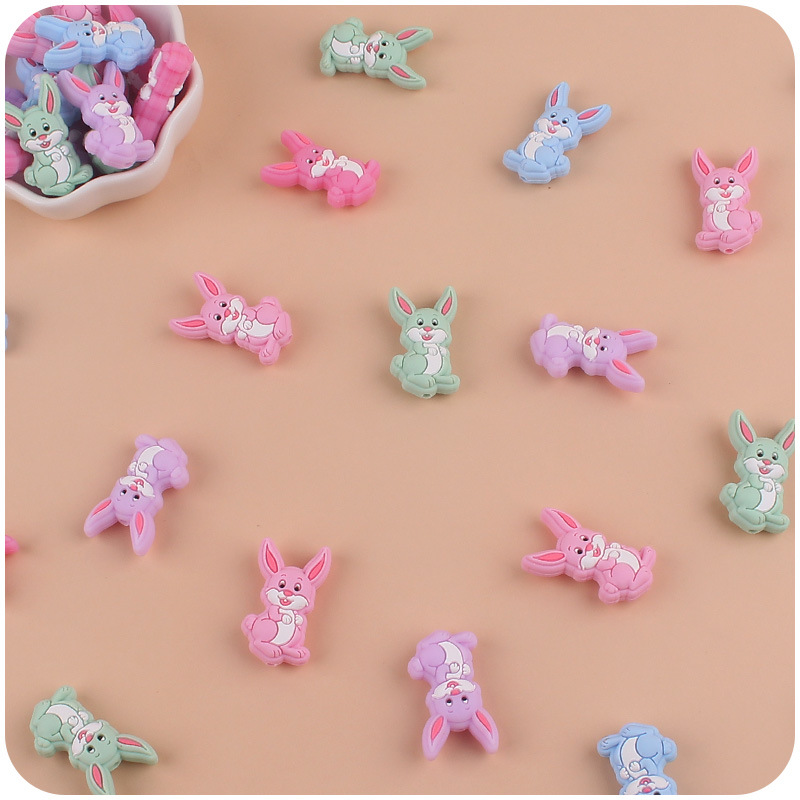 Nuevo bebé suministros conejo de dibujos animados cuentas silicona lindo creativo chupete cadena pulsera juguete mordedor Accesorios