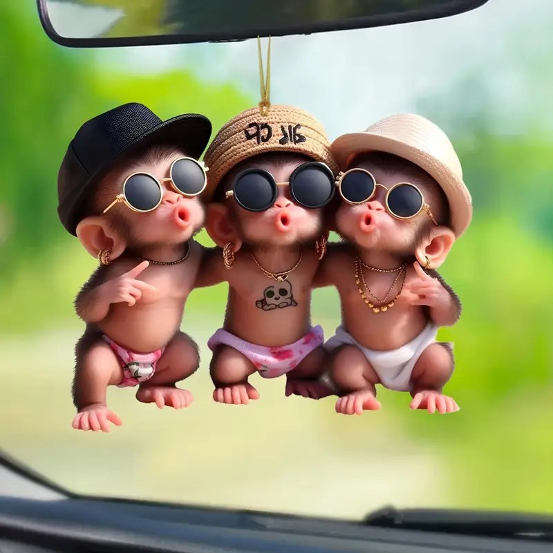Colgante acrílico dibujos animados planos boca boca boca Hou adorable creativo colgantes de decoración de automóviles 2D mochila colgante botón coche muñeca