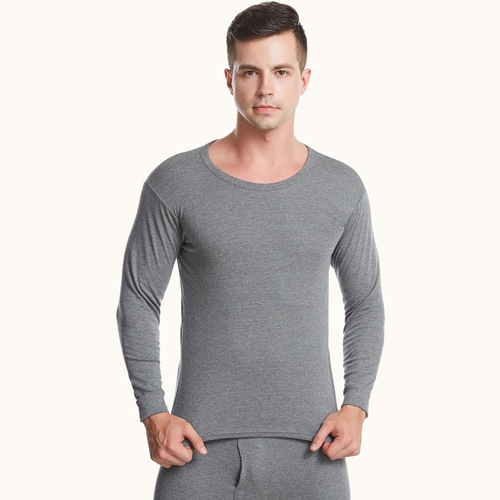 Men's Pure Cotton Set of Autumn Sweater and Panties, Blue, for Middle-Aged and Elderly Winter Warmth, Cotton Wool Top and Bottom, Wholesale