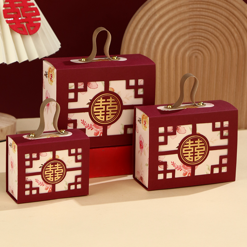 Caja de dulces de boda atmósfera caja de regalo de dulces portátiles caja de embalaje de boda caja vacía caja de cartón bolsa de dulces de boda