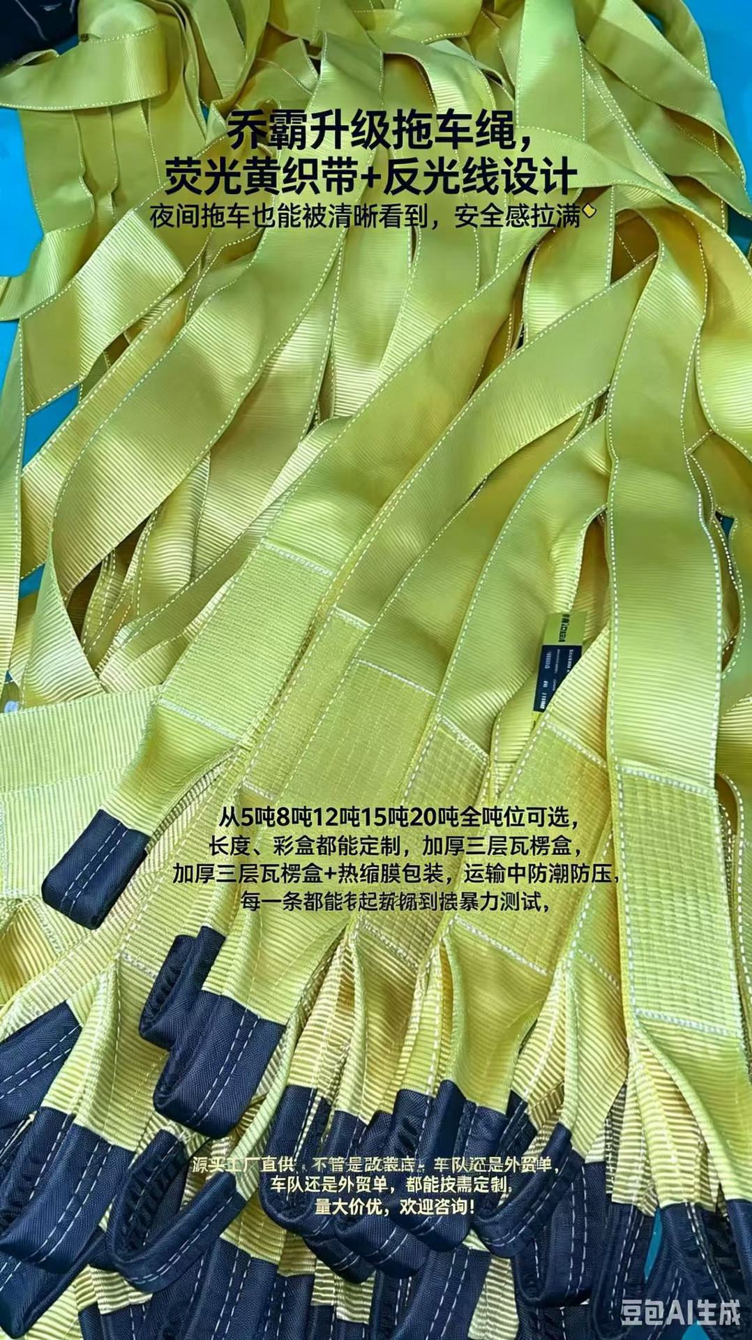 Reflective Snatch Strap 5-20t Custom Recovery Tow Strap