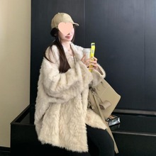 冬季2025新款毛绒皮草环保水貂皮毛外套一体长款慵懒毛毛大衣氨纶