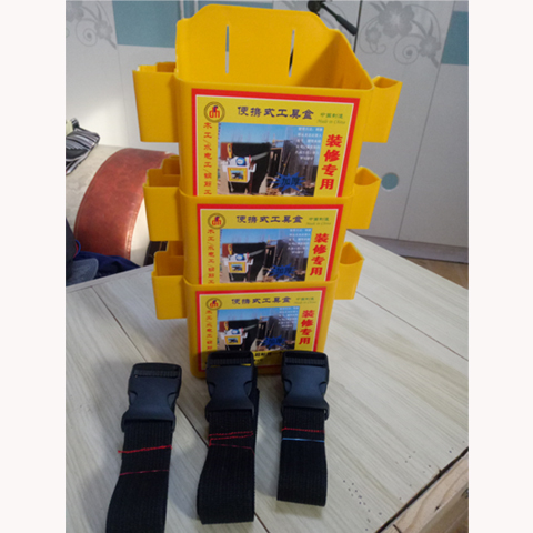 Caja de clavos de carpintería de plástico, clavos de tierra, riñonera de cubo, caja de herramientas portátil, caja de cintura de bolsillo de clavos engrosados multifunción de rejilla doble