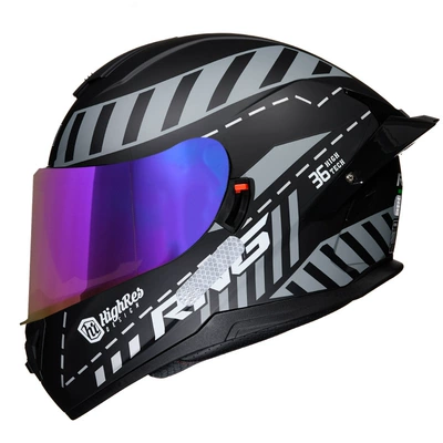 big tail bluetooth full, Motosiklet kaskı (dəbilqə) - gray-maze-color-mirror-m