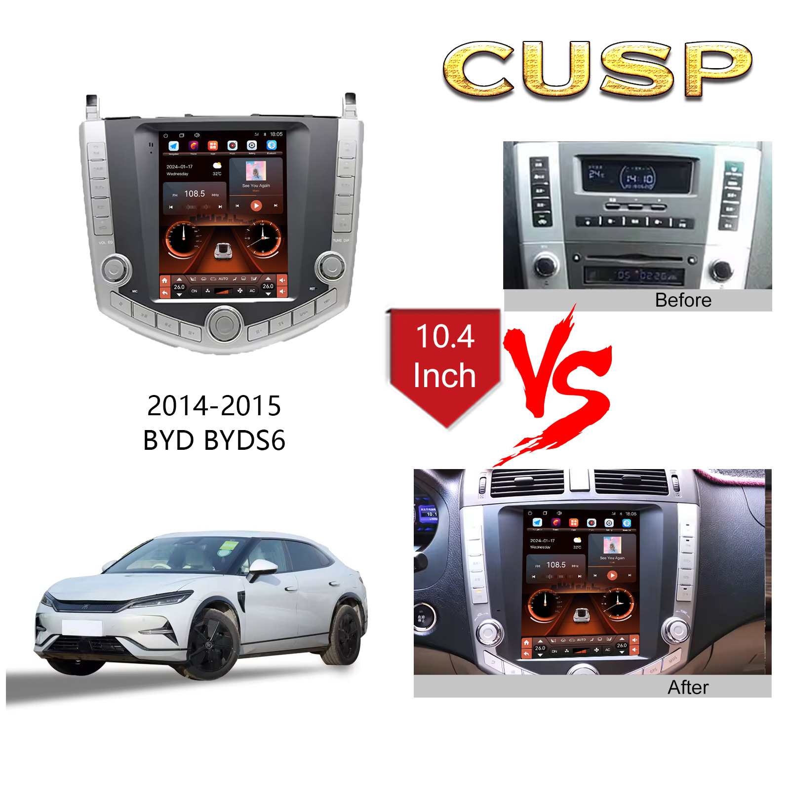 Dingwei Ts10 Android Versatile Frame Adapter Suitable for Byd S6 10.4inch Car Navigation System