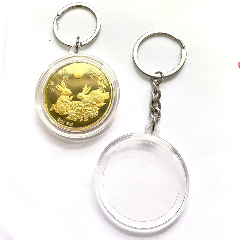 Gift key chain DIY assembled key chain key ring pendant creative commemorative coins Halloween pendant