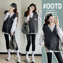 实拍孕妇秋季新款早秋时尚高级感秋装女神范高端马甲秋冬三件套冬