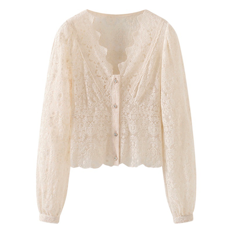 [本初] フレンチレースのカーディガン女性2023春の新作vネックの雰囲気が痩せています。