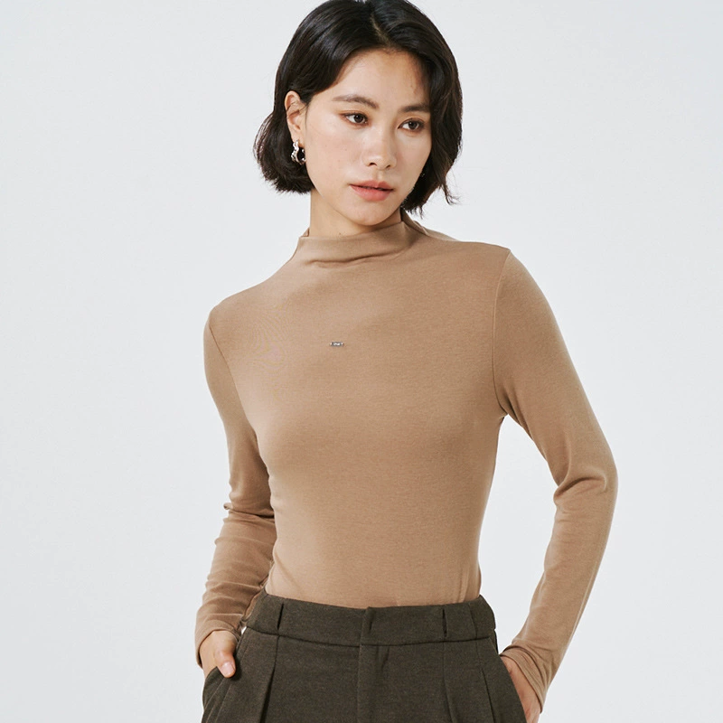 Женская термофутболка Meina Shudan 2024, модель 4463, с длинным рукавом, на флисовой подкладке, с воротником средней высоты.