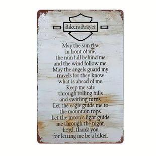 Vintage Moto Knight Prayer Words Tin Paintings Bikers Prayer Locomotive Lovers Metal Poster