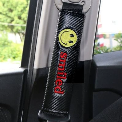 Car belt shoulder pad cover Seat belt shoulder pad - smiley-face-carbon-fiber-pair-246cm