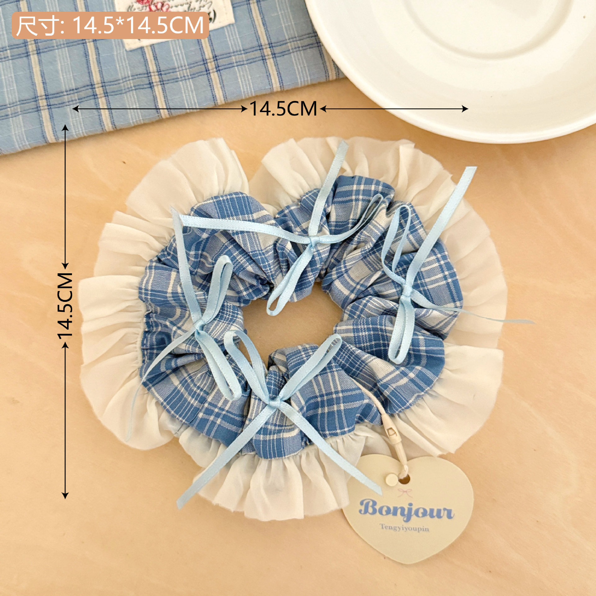 Estilo coreano de alta apariencia de encaje de intestino grueso banda de pelo accesorios para el cabello cuerda de pelo de corazón de niña de todo fósforo pequeño Qing nuevo tocado de cola de caballo de gran altura al por mayor