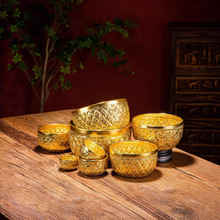 泰式银碗泰国酒店甜品碗会所餐具不锈钢碗泡鲁达金色锡碗傣族餐厅